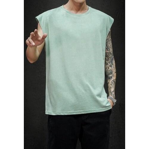 Mens Cotton Vest Mens High Quality Sweatshirt Sleeveless Slim Fit Vest Mens Loose Street Vest