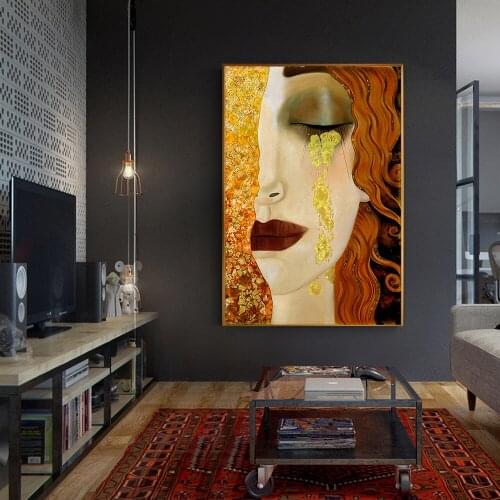 MUTU Artist Gustav Klimts Golden Tears And Kisses On oil canvas painting posters and prints Wall Art Picture For Living Room