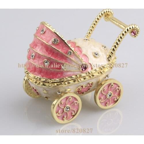 2016 New Baby Carriage Trinket Box Baby Toy Collective Gift Box Baby Carriage Jewelry Box Car Shape Pill Box Ring Holder