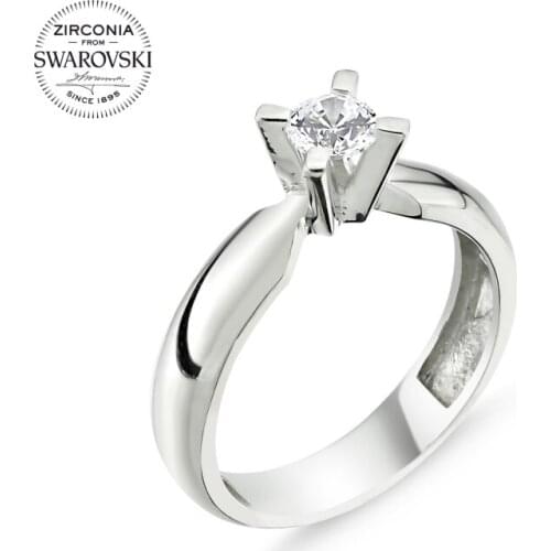Silver 925 Sterling Swarovski Zirconia Cubic Zirconia Engagement Ring