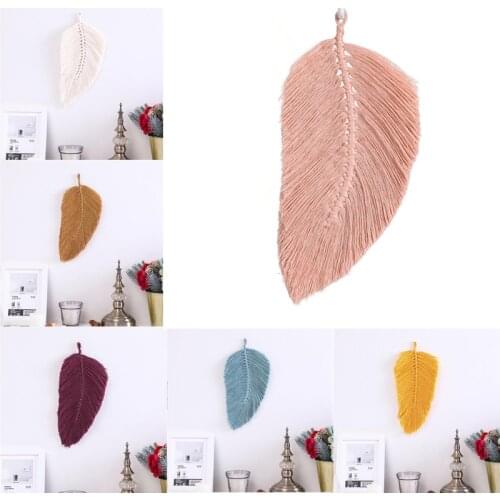 OOTDTY Handmade Tassels Macrame Leaves Tapestry Nordic Style Tapestry Wall Hanging Toys Kids Room Decor Home Nursery Boho Decor