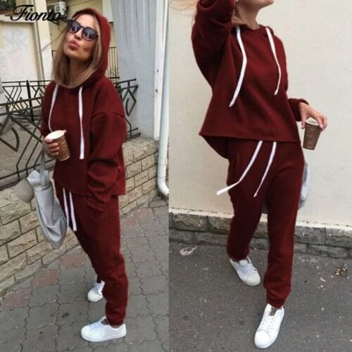 2020 Autumn Tracksuit Long Sleeve Thicken Hooded Sweatshirts 2 Piece Set Casual Sport Suit Women Tracksuit Set
