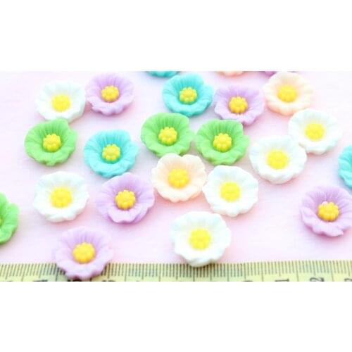 200pcs pastel Flat Back Resin Cabochon spring Poppy Sun Flower mixed colors 19mm free shipping