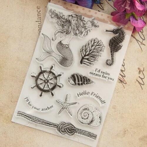 Seahorse Starfish Transparent Clear Silicone Stamp Seal Cutting DIY Scrapbook Rubber Stamping Coloring Diary Decoration Reusable