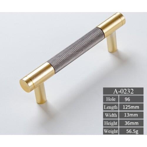 Gold Knurling cabinet handles Aluminum Kitchen Drawer Pulls Bedroom Knobs T Bar Cabinet Hardware Knurled Handle and Knob