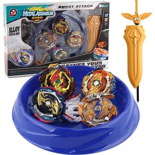 With Launcher Byebleyd Burst Bey Blade Assembly Deluxe Gyro Set with Plate Sword Launcher Battle Spinner 4 Pcs/set