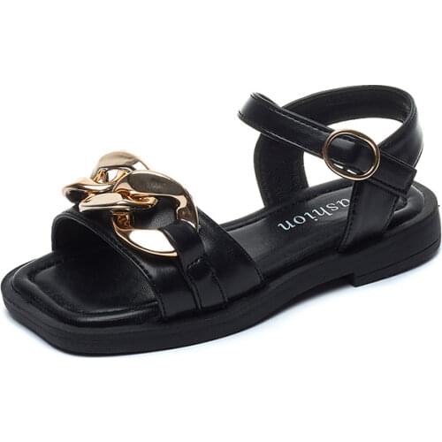 Girls Sandals 2021 Summer New Fashion Girls Princess Shoes Children Beach Scandals Button Type Flats Hot In Girls For Party Chic