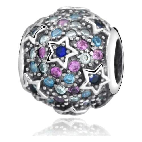 925 Sterling Silver Beads Fit Original Pan Bracelets Pave Star Charm DIY Women Fashion Jewelry Gift