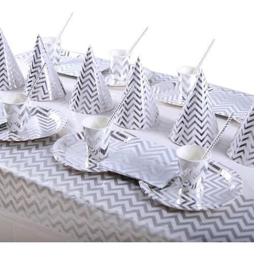 Silver Party Supplies Baby Shower Bronzing Theme Disposable Paper Towels Birthday Party Decoration For Children