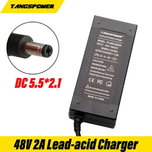 48V 2A Lead Acid Battery Charger For 57.6V Lead Acid Battery Electric Bicycle Scooters Motorcycle Charger DC5.5*2.1 Plug