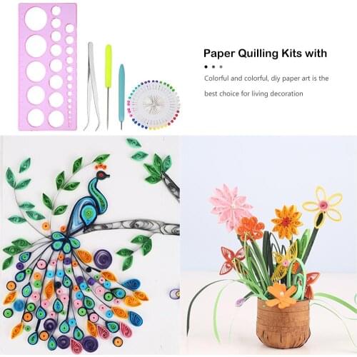 1 Set DIY Paper Quilling Kit Tweezer Quilling Ruler Needles Rolling Pen Tools Quilling Paper Tool Set