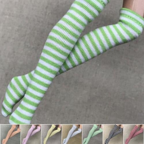 1 Pair Candy Color Stripe 1/6 Dolls Stocking for Blyth, Azone, Licca, Barbies Doll Socks Clothes Accessories