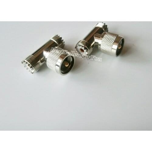 1Pcs UHF Male PL-259 To 2 SO239 SO-239 Female T RF Splitter Connector Brass Adapter 3 WAY