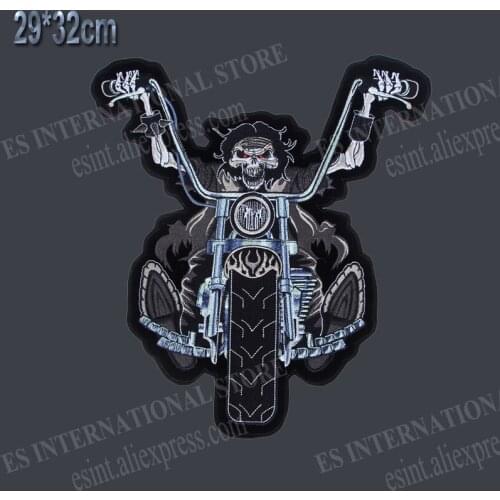 12.5 inches large Embroidery Patches for Jacket Back Vest Motorcycle Biker Iron on Skull Ghost Rider