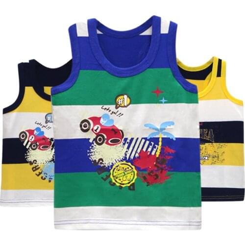 2021 Summer Cotton Baby Sleeveless tank tops For Girls 3pcs/lot Printed Tee Kids Vest Toddler Clothing boys fashion clothes