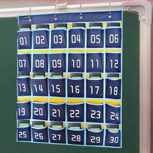 30 Numbered Pockets Chart Cell Phone Hanging Organizer Hanging Storage Bag for Classroom Calculator Mobile Phone Holders
