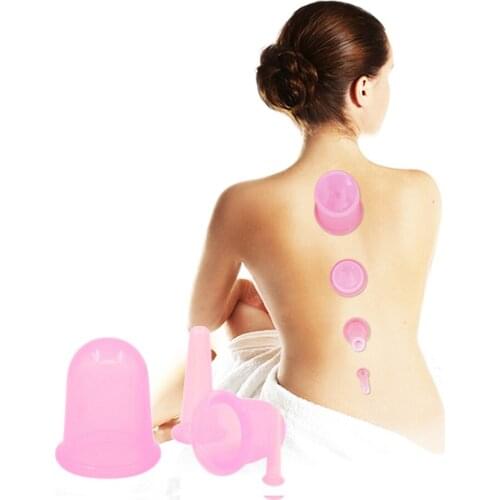 Silicone Cupping Anti Cellulite Vacuum Cups Massage Suction Body Pain Relief Jars Weight Loss Vacuum Cans 4 in 1 Therapy Kit
