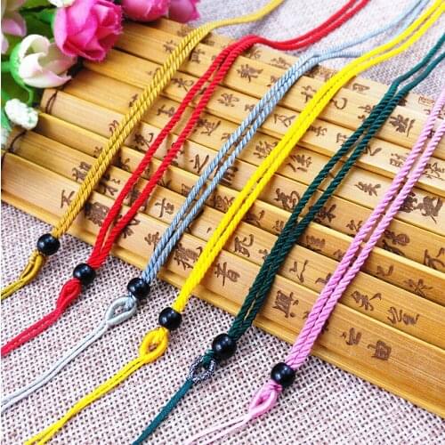 5pcs Hand Knited Necklace Silk Thread Knot Cord For Pendant-Adjust Black Bead