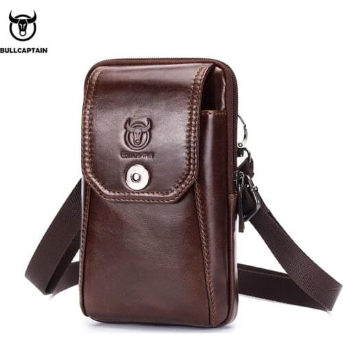 Brand Authorized Men Waist Pack Real Cowhide Leather Top Quality Phone Pouch Belt Bag Male Small Shoulder Crossbody Bag Trendy