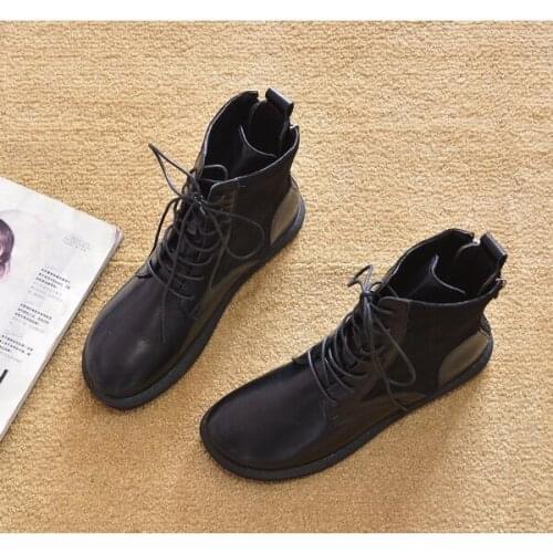 2021 new female designer flat-heel Martin boots large size 35-41 platform shoes ankle boots women leather shoes PU