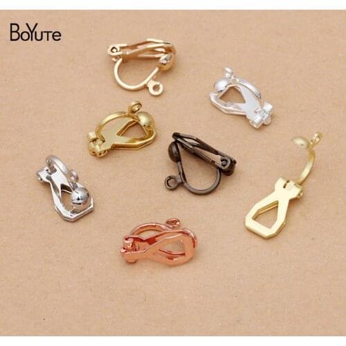 BoYuTe (100 Pieces/Lot) 14*8MM Metal Brass No Pierced Ear Clip with Loop Diy Handmade Earrings Jewelry Accessories