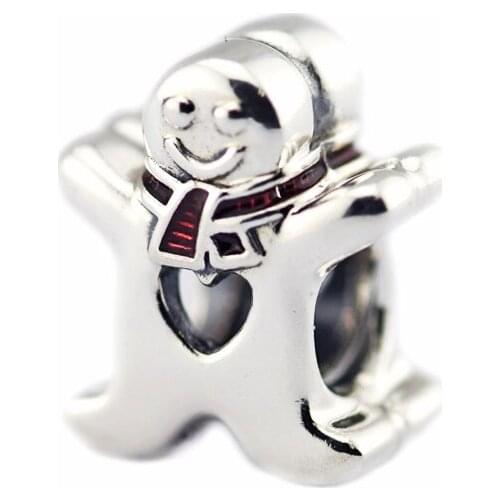 Sweet Gingerbread Man Translucen Charm Silver Original Beads For Jewelry Making For European Bracelets DIY Sterling Silver Beads