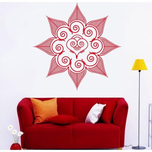 Mandala Flower Wall Decal Classroom Decorative India Henna Vinyl Wall Sticker Abstract Home Decor Living Room Background Z593