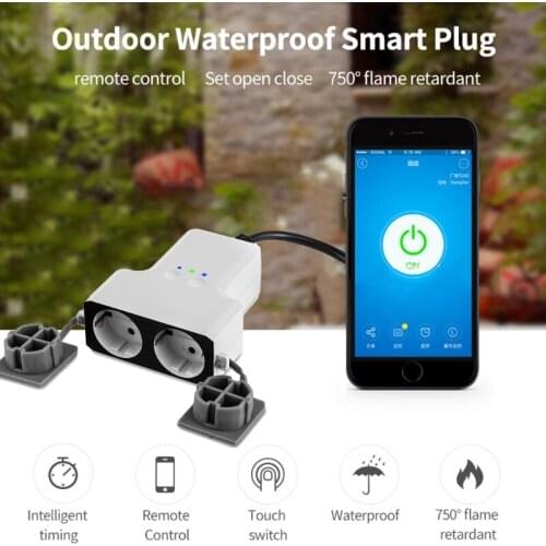 Dual WIFI Smart Waterproof Socket IP44 Outdoor Smart Plug Outlets Tuya Works with Smart Life Home App Timer M25 21 Dropshipping