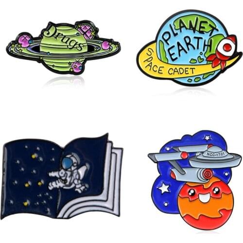 Planet Lapel Pins Enamel Badges Astronaut Anime Brooches On Backpack Women Hijab Pins Decorative Badges Brooches For Clothes