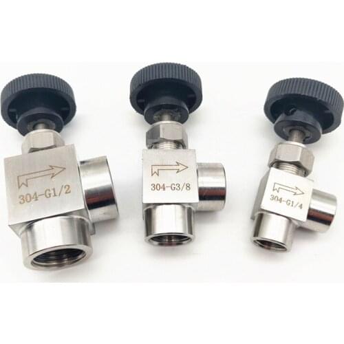 1/8" 1/4" 3/8" 1/2" BSP Female Thread 304 Stainless Steel Right Angle High Pressure Shut Off Needle Valve