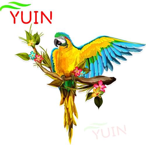 Interesting Parrot with Wings Flight Car Sticker Motorcycle PVC Color Graphic Decoration High Quality Waterproof Decal 14*13cm