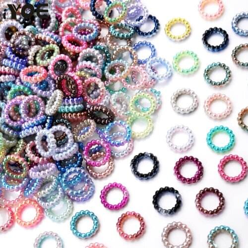 IYOE 100pc/Lot 10mm ABS Round Circle Beads Gradient Colors Pearl Acrylic Beads For Making Earring Hairpin DIY Scrapbooking
