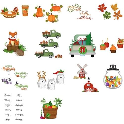 Autumn Season Harvest Day Pumpkin Fruit Words Metal Cutting Dies For New DIY Scrapbooking Album New Craft Embossing Card 2020 03