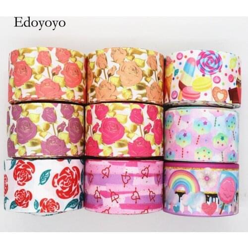 10 Yards 1.5" 38MM Grosgrain Ribbon Rose Valentines Day Printed Ribbon For Hair Bows DIY Crafts Handmade Accessories M20021206