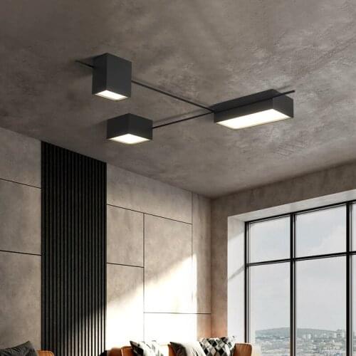Nordic Creative Acrylic Ceiling Lamp Black White Lron Ceiling Light Art Living Room Dining Room Simple Modern LED Bedroom Study