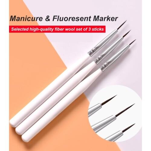 3pcs/set Nail Art Liner Painting Pen 3D Tips DIY Acrylic Gel Brushes Drawing Kit Flower Line Grid Fashion Design Manicure Tool