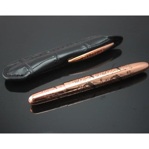 Mini Crocodile 9cm space ballpoint pen rose gold rings and leather pouch Neat Convience Luxury Metal pens with original box