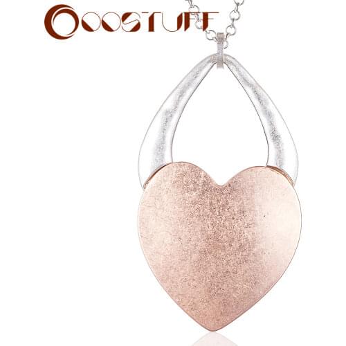 Fashion Heart Pendants Long Chain Woman Statement Necklaces Vintage Womens Jewelry Neck Decoration Suspension Accessories Gift