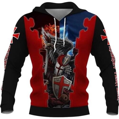 Knights Templar Fashion Hoodies For Men 3D All Over Printed Spring/Autumn Casual Unisex Pullover Hooded Harajuku Streetwear