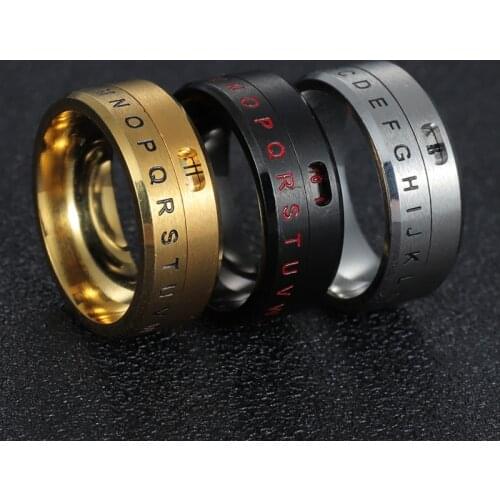 YWSHK Viking Mens Finger Spinner Black Gothic Thumb Ring Titanium Steel 316L Letter Fidget Emo Time Rings Glamour Gifts For Man