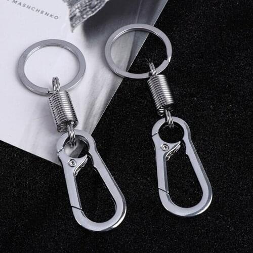 Men Fashion Belt Clip Loop Metal Key Chain Spring Gourd Buckle Key Ring Interior Accessories Stainless Steel Car Keychain
