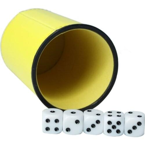 Leather PU Dice Cup Party Board Game Bar KTV Entertainment Dice Box with Dices