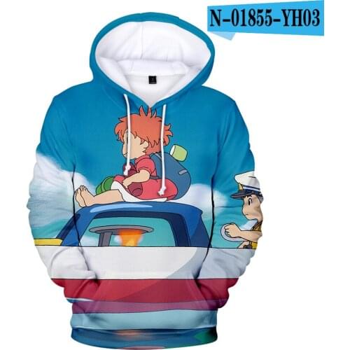 New Cute 3-14 years old kids Ponyo on the Cliff Hoodies Boy Girls Hoodie sweatshirts 3D Cartoon Ponyo Fashion Casual Kids Tops