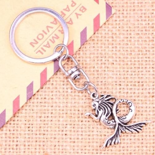 New Fashion Keychain 27*27 mm mermaid Pendants DIY Men Jewelry Car Key Chain Ring Holder Souvenir For Gift