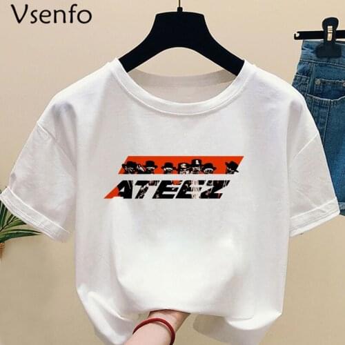 Kpop ATEEZ Print Casual T-shirts Women and Men Clothes White Summer Tops Short Sleeve Kpops T-Shirts for Fans