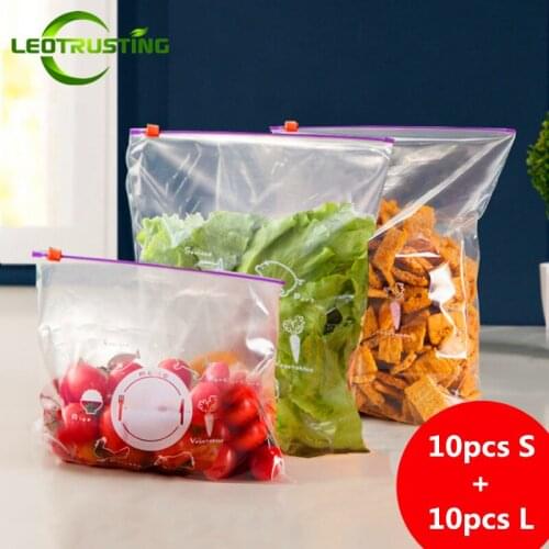 Leotrusting Clear Fresh Food Storage Zipper Bag Snack Coffee Plastic Zip Lock Bag Reclosable Kitchen Fridge Clothing Storage Bag