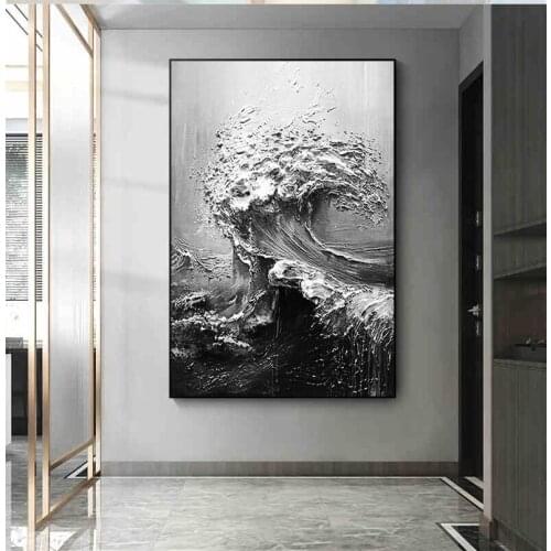 Hand-painted waves kanagawa Japanese yamato-e art wall posters canvas prints by sitting room adornment image restoring ancient w