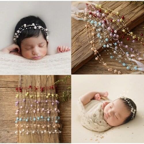 Newborn Photography Props Baby Girl Headbands Pearl Hair Accessories Headwear