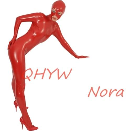 Sexy exotic women female handmade Latex customize Catsuit with Hood&Gloves&Socks zentai cekc fetish Bodysuits Back zipper