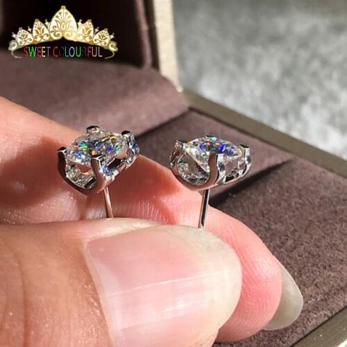 18K Gold A pair of Earrings 1CT D Color Moissanite Earrings For Women M-0.10